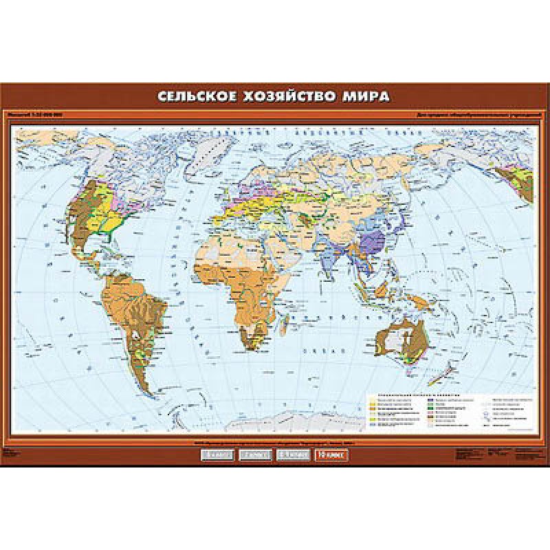 Учебн. карта "Сельское хозяйство мира" 100х140