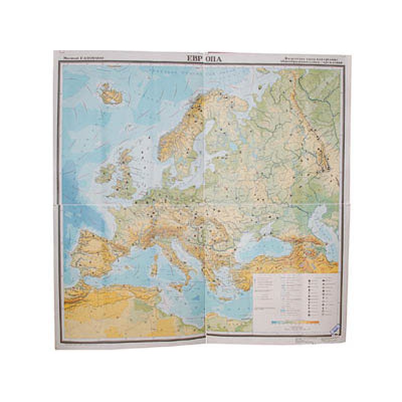 Учебная карта "Европа" (физическая) для средней школы (матовое, 2-стороннее лам.)