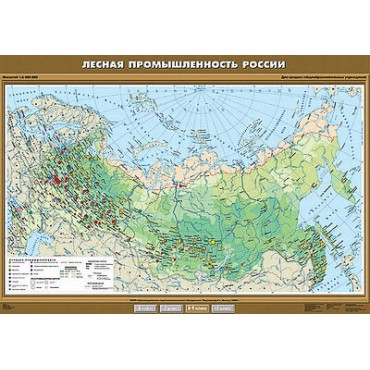Учебн. карта "Лесная промышленность России" 100х140